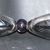 Chalice cup in engraved blown glasses signed Véronique Monod 1994 Contemporary glassmaker Biot