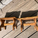 Set of 2 stools carved oak very sturdy top quality