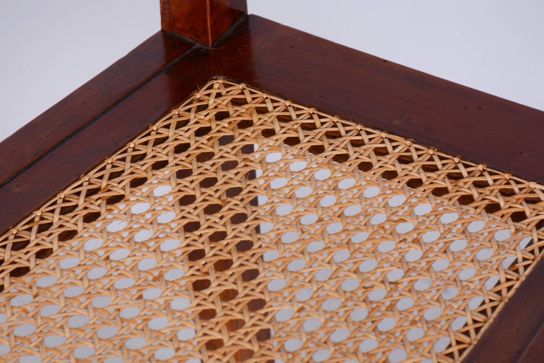 Biedermeier Polish Chair in Walnut Vener & Rattan, Austria, 1830s