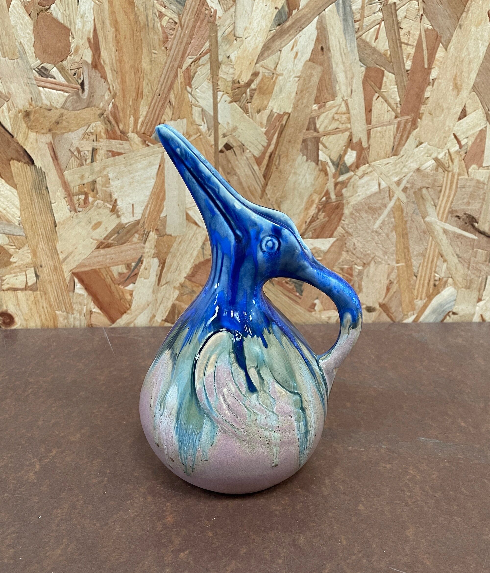 Zoomorphic pitcher in glazed sandstone by Gilbert Méténier in Gannat