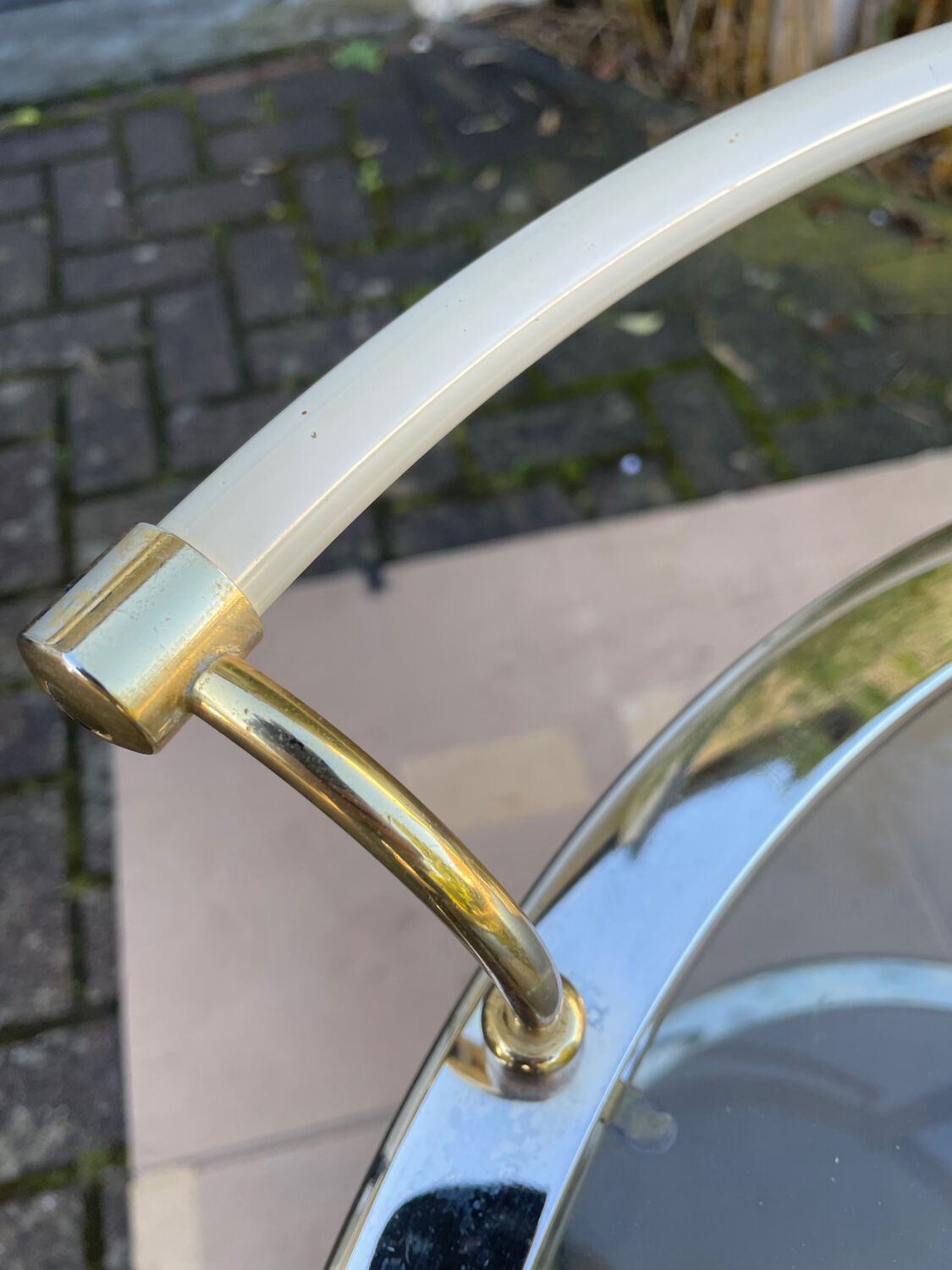 1960s glass and brass bar cart