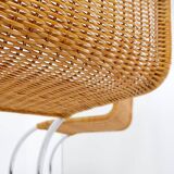 Paire de chaises cantilever en chrome et osier Style Mies Van der Roye