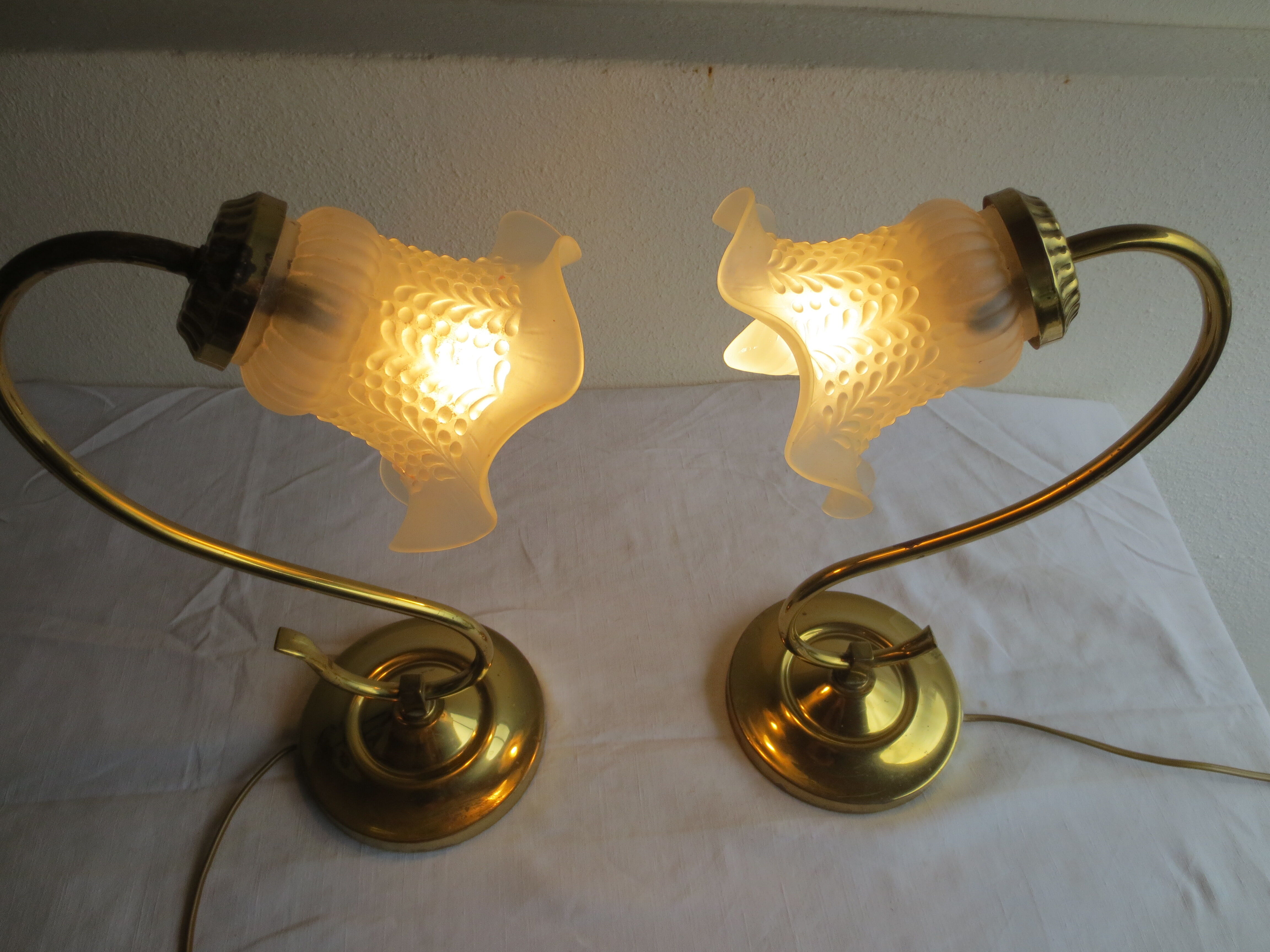 paire de lampes de table métal doré