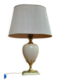 Large vintage 70s table lamp Maison Le Dauphin in brass & ceramic cr