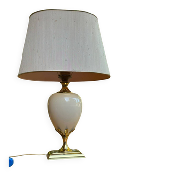 Grande lampe à poser vintage 70s Maison Le Dauphin en laiton & Céramique cr