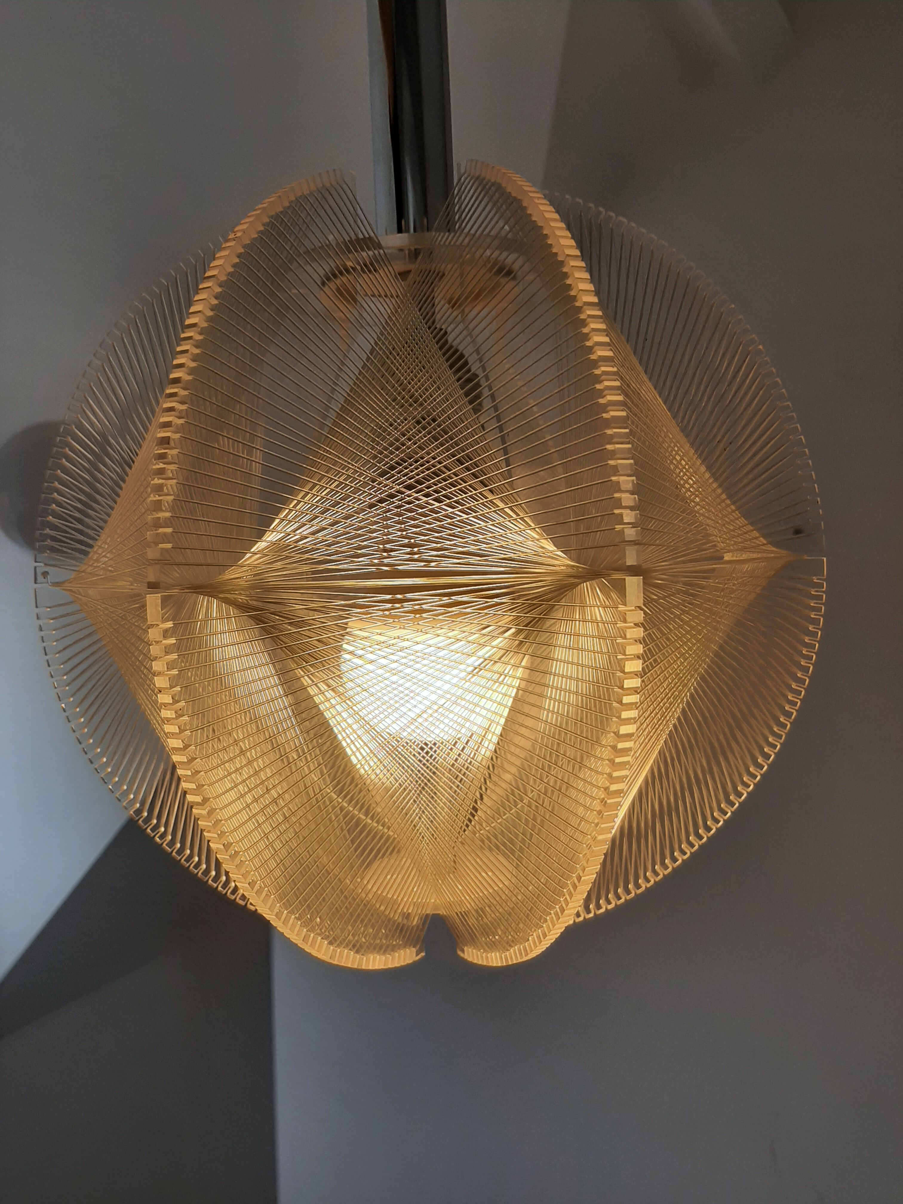 Vintage Sompex pendant lamp in Plexiglas and nylon yarn made by Paul Secon
