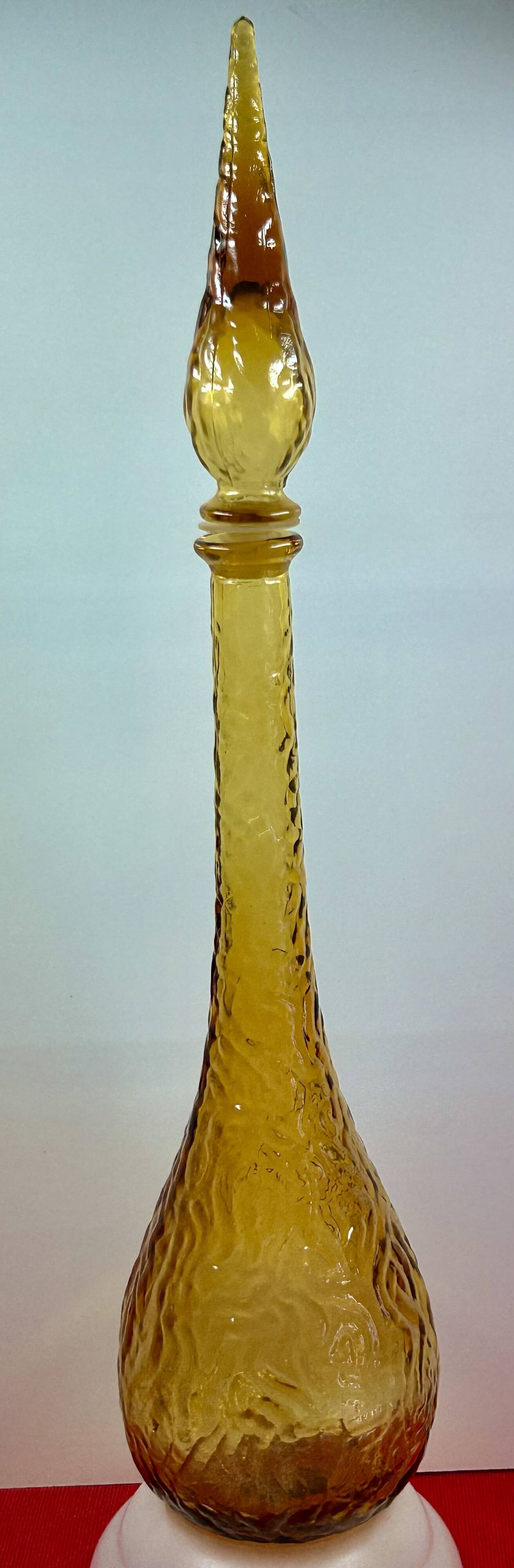 Large cathedral glass bottle circa 1970, probably Italy? 56 cm