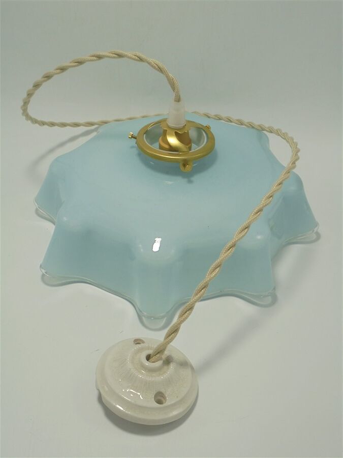 Blue opaline hanging lamp