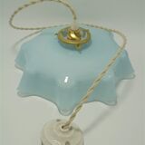Blue opaline hanging lamp