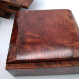 Parure de bureau en bois de loupe de thuya 4 éléments