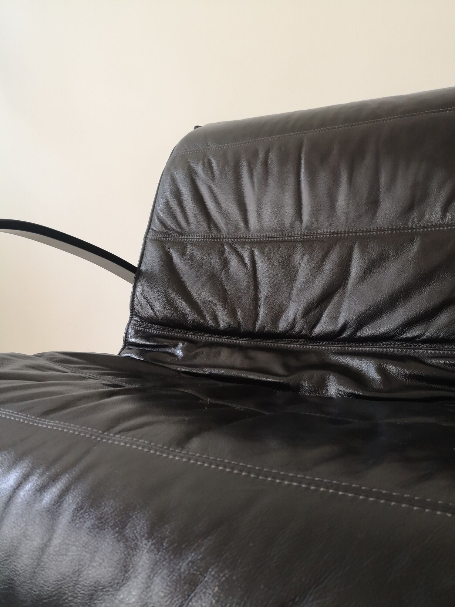 Black leather sofa by tord björklund for ikea, 1980