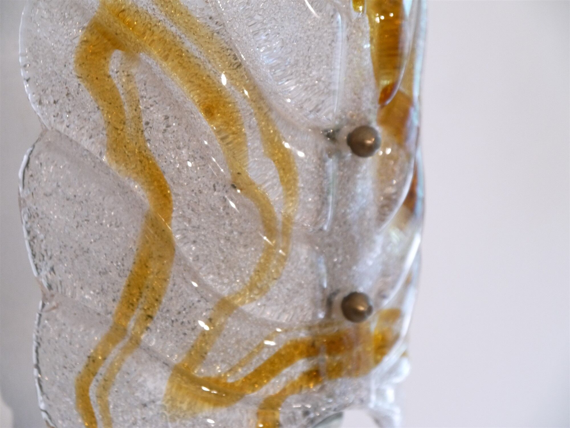 Pair of Scandinavian glass and brass wall light 1970