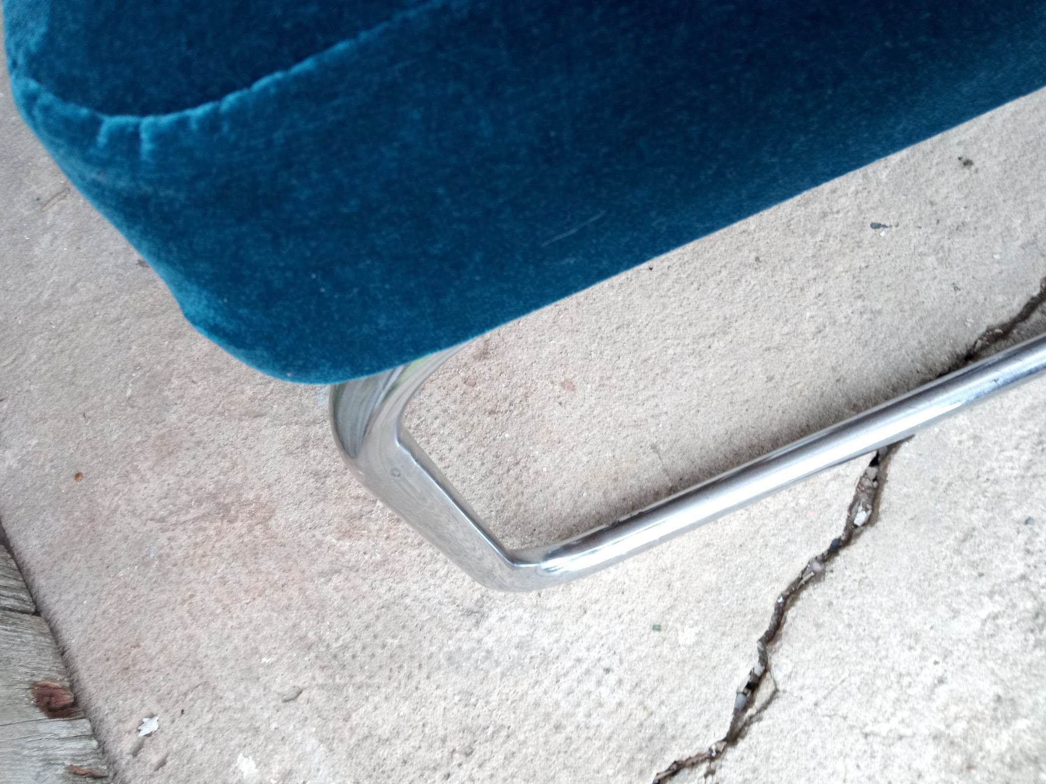 Petrole blue modernist armchair