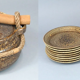 Ceramic set of soup tureen and plates Potier de l'Abbaye 1960 - 11 pieces