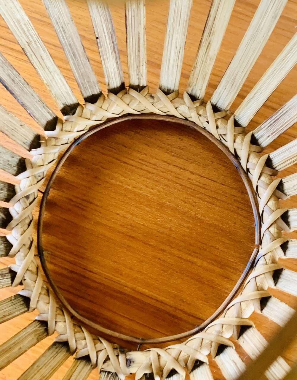 Large vintage pendant light in bamboo and rattan, circa 1960's