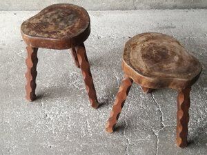Vintage brutalist tripodes stools