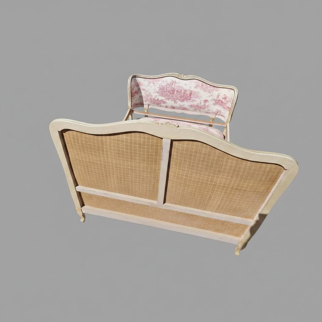 Lit basket in Louis XV style, TOILE DE JOUY tapestry.
