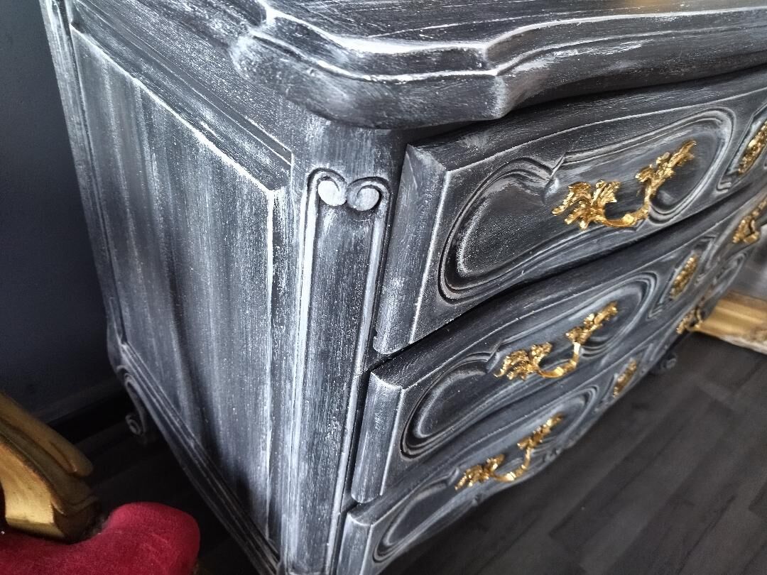 Louis XV style patinated chest of drawers