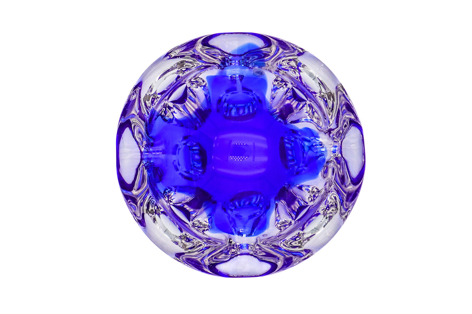 Sculptural Cobalt Blue & Crystal Sommerso Dish - Murano - 1960