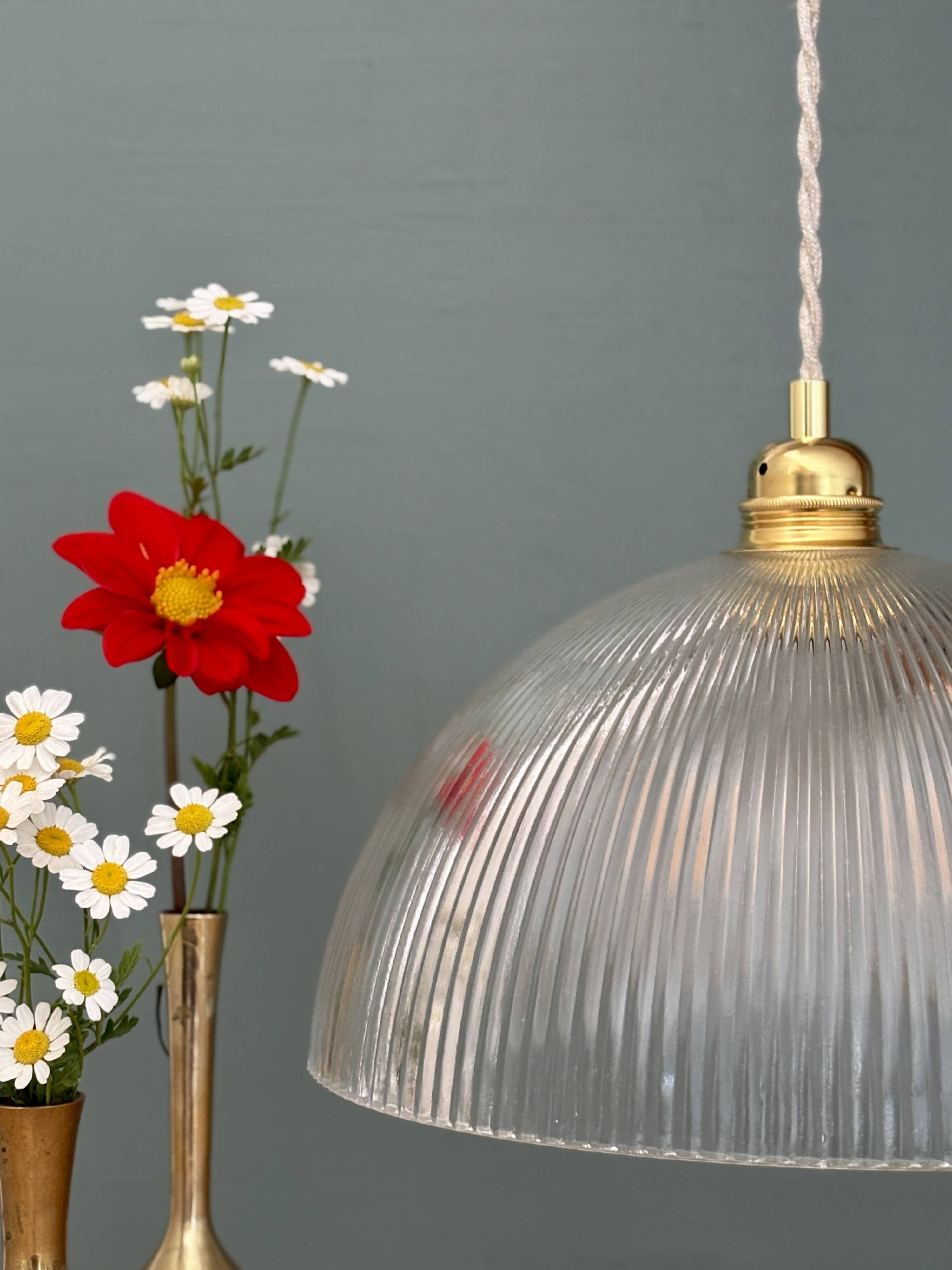 Striped glass pendant light
