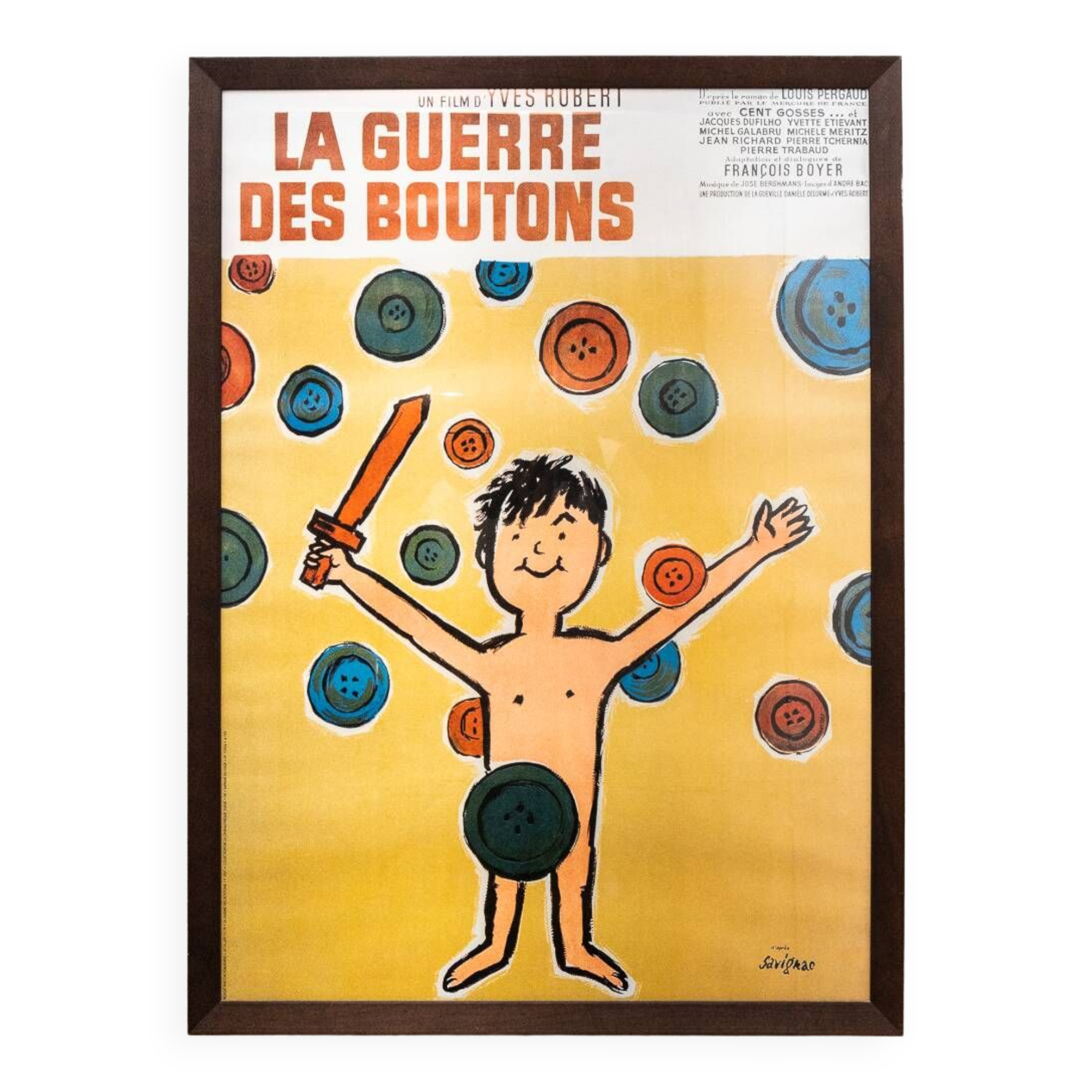 Framed poster The War of the Buttons, by Savignac