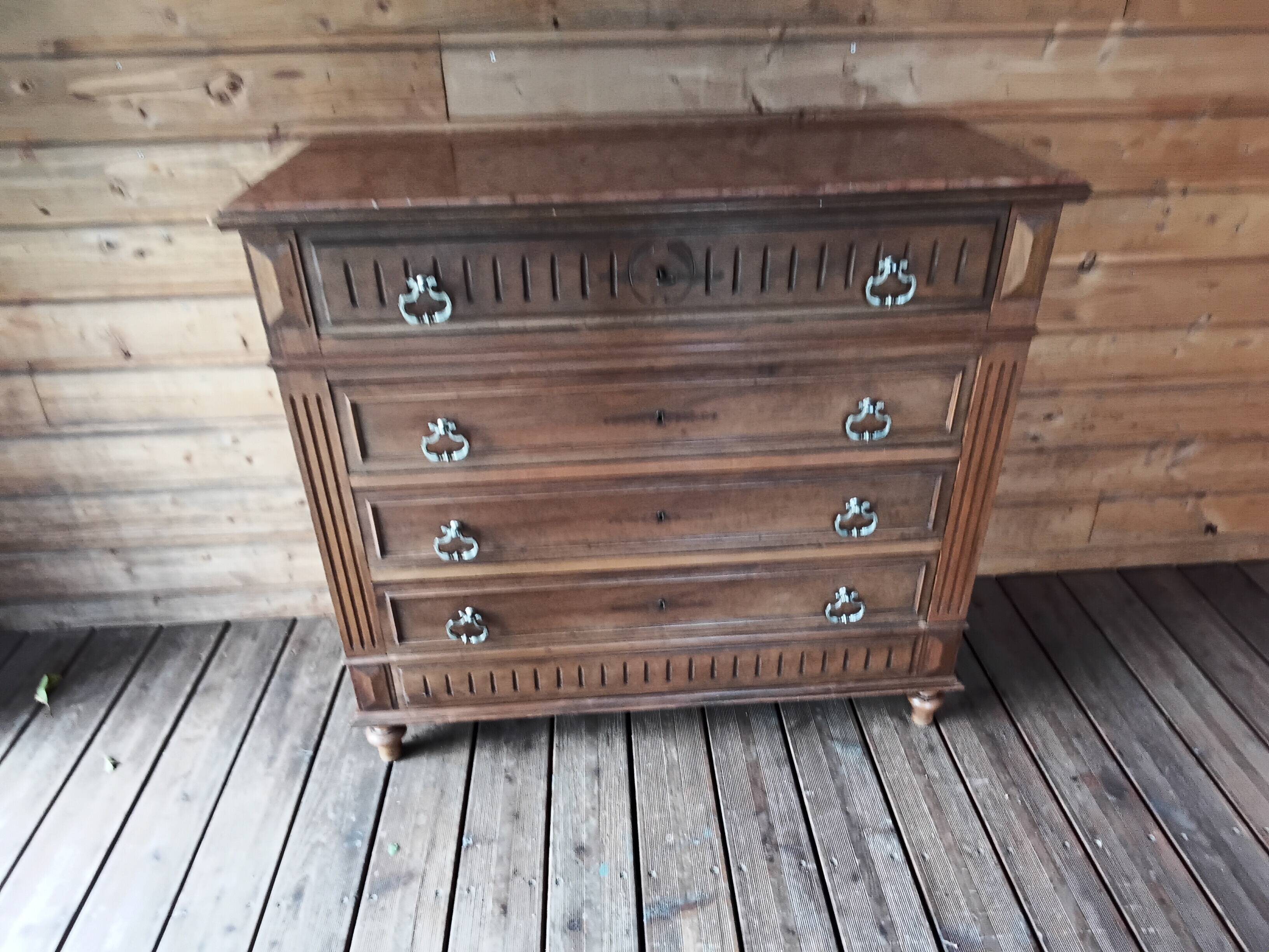 Antique chest of drawers with marble top