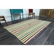 1970s Vintage Turkish Oushak Handmade Wool Cotton Beige Area Rug 137x221
