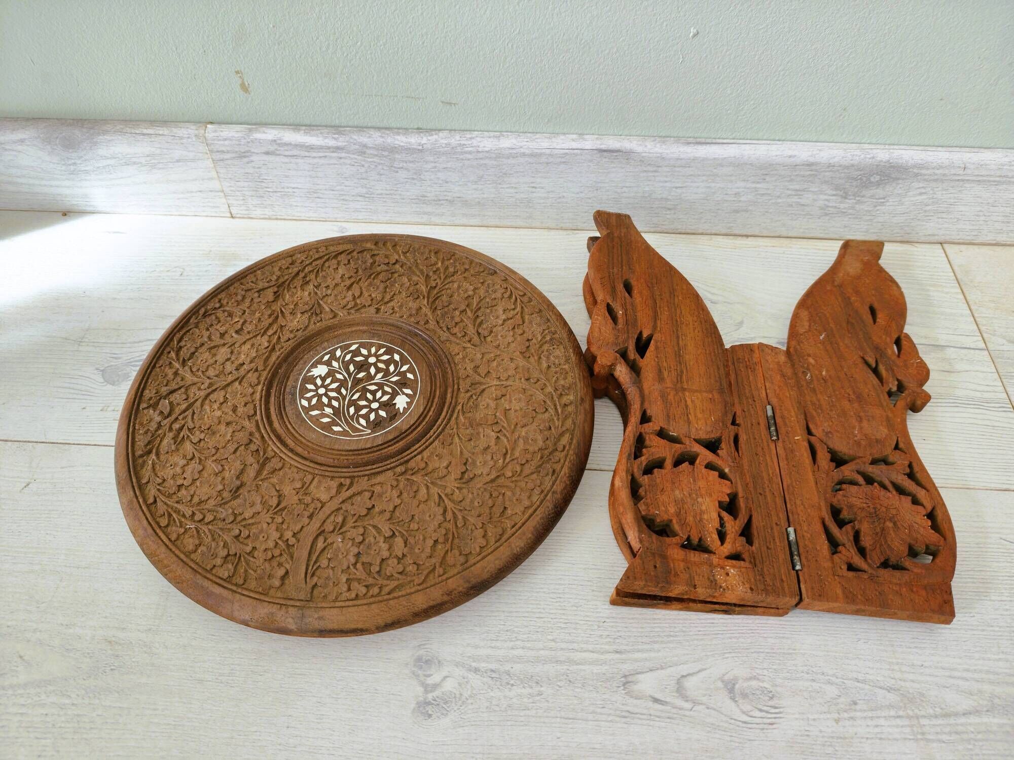 Tabouret marocain en bois sculpté