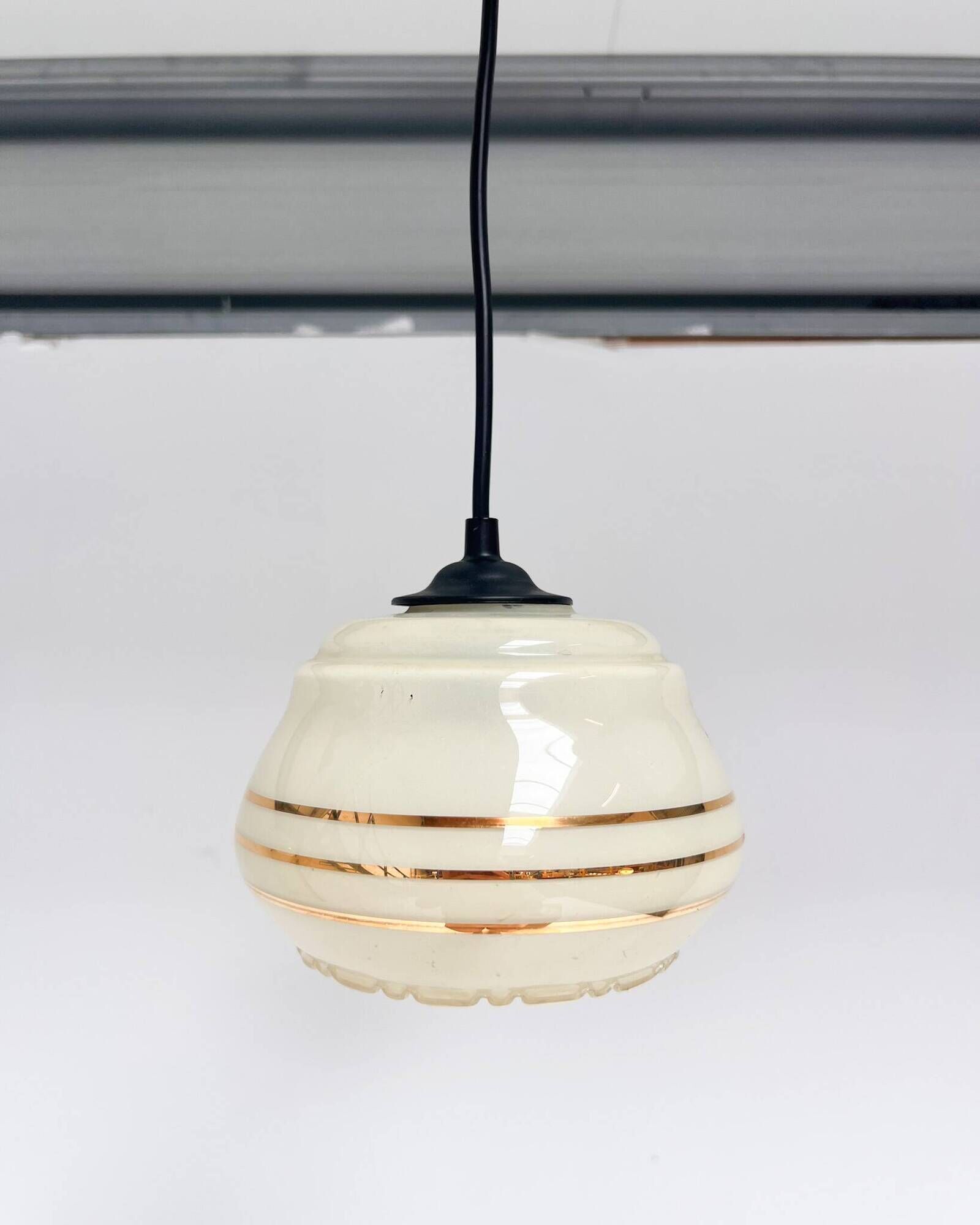 Set of 2 vintage beige round ceiling lamps, 1960s