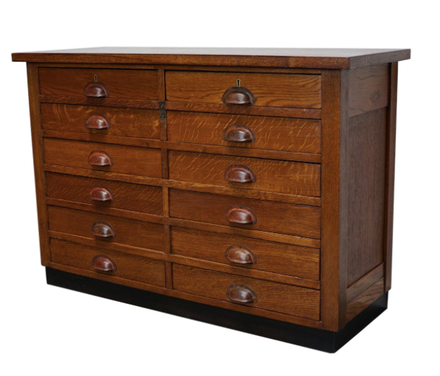 Dutch apothecary furniture in oak mid-twentieth century