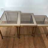 Tables gigognes laiton et verre