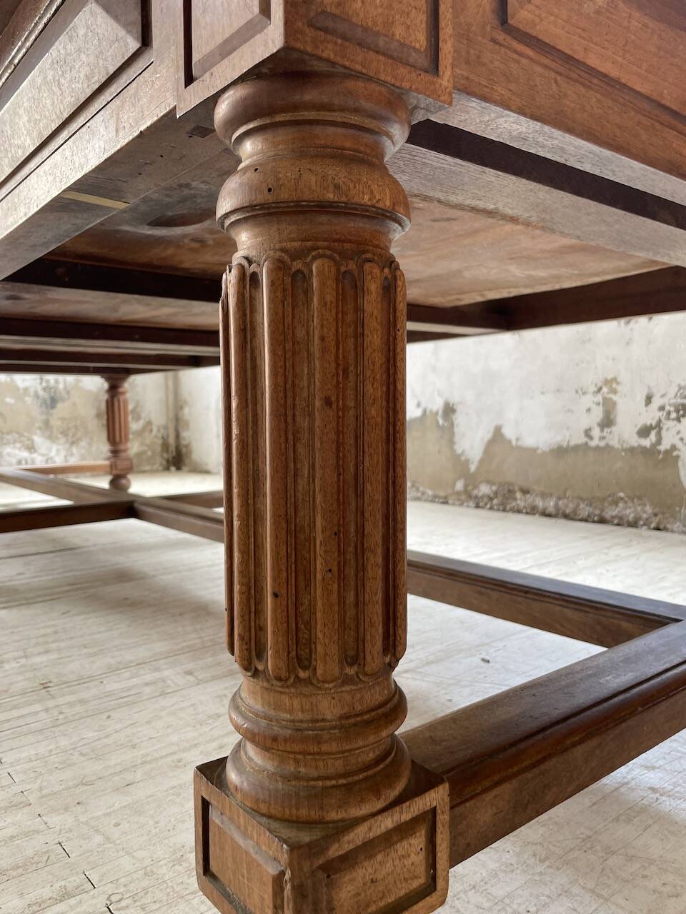 Solid walnut farmhouse castle table 1900 XXL