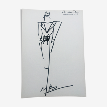 Illustration Christian Dior  de mode de presse collection printemps-été 1983