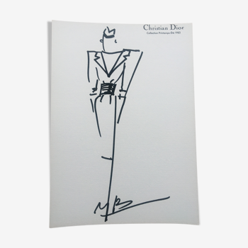 Christian Dior: pretty press fashion illustration - spring-summer 1983 collection