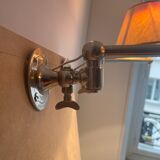 Pair of vintage, Art Deco chrome and beige adjustable wall lamps