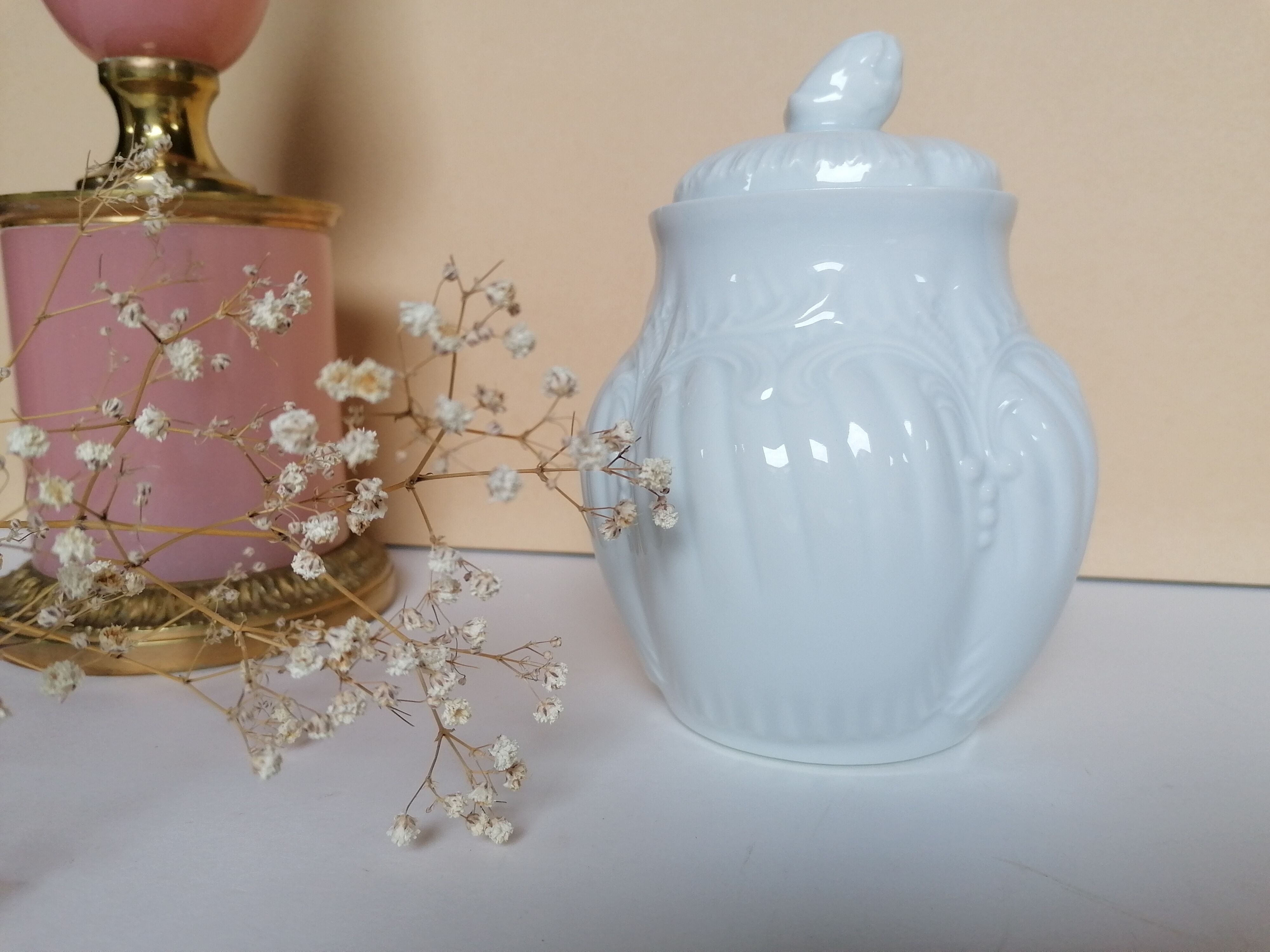 Sugar bowl in old white porcelain of Limoges