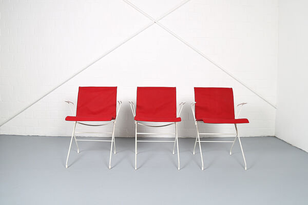 Ensemble de jardin vintage français des années 50 conçu par Raoul Guys (attribué) 3 chaises et une table.