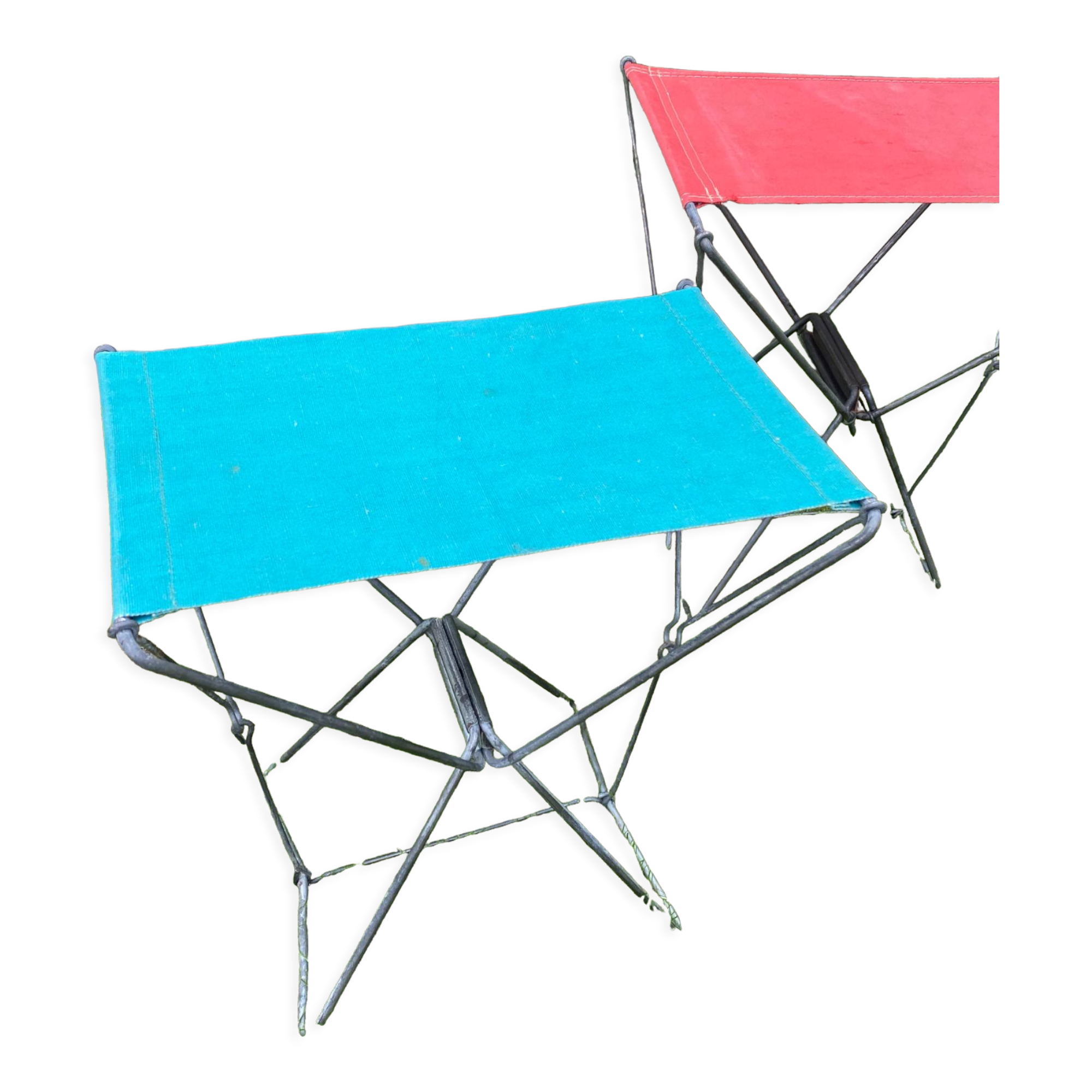 Blue folding stool 60s