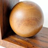 Paire de serre-livres boules en chêne ancien, Midcentury Art Deco