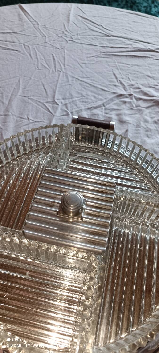 Art Deco 1930s silver-plated metal serving tray