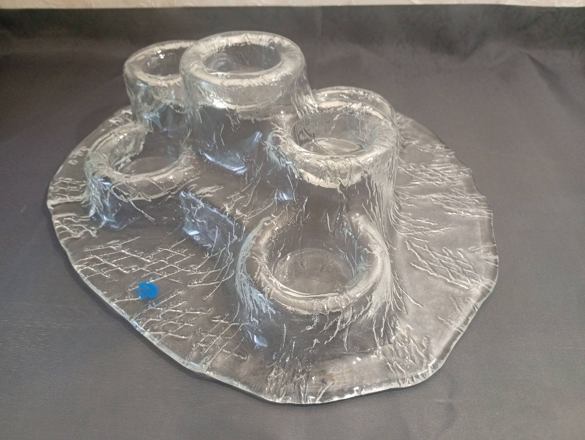 "Volcano" glass candlestick by Pertti Kallioinen for Meri Lasi, Finland