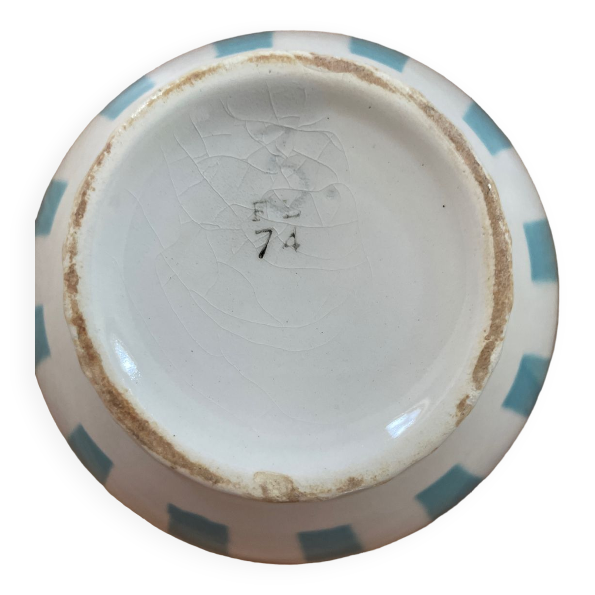 Vintage bowl with sky blue stripes