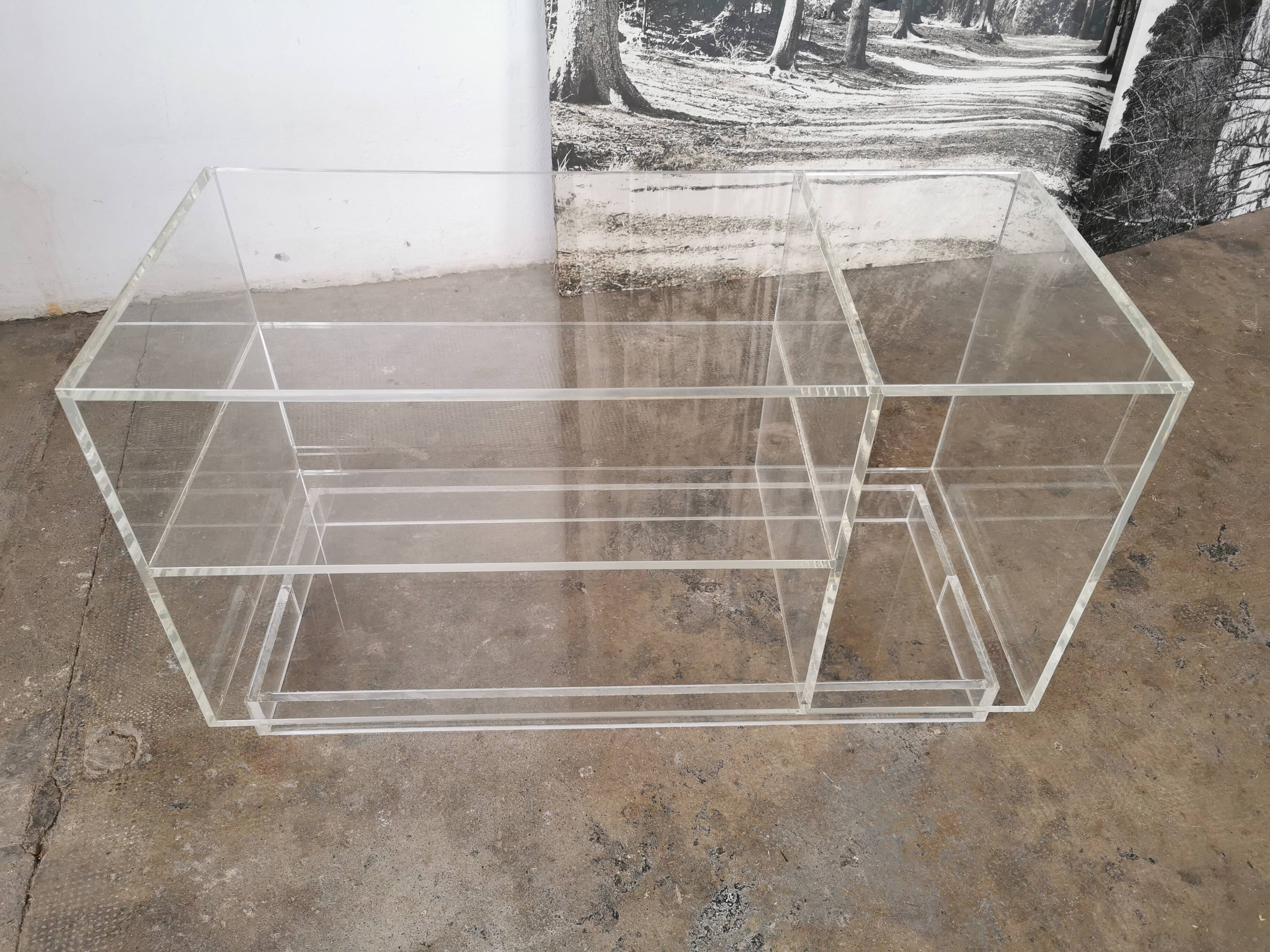 80s plexiglass hi-fi furniture shelf