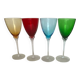 4 coloured stemmed glasses