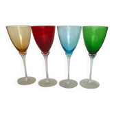 4 verres à pied de couleur