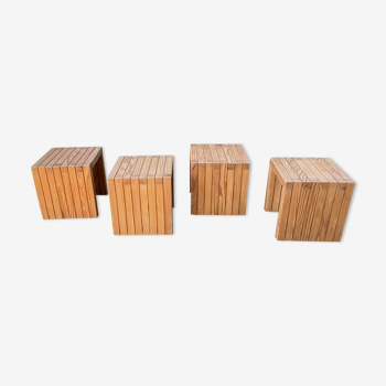 Set of side tables or bedside tables in solid wood