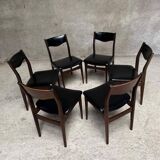 Series Set of 6 vintage Scandinavian rosewood chairs from the 1960s