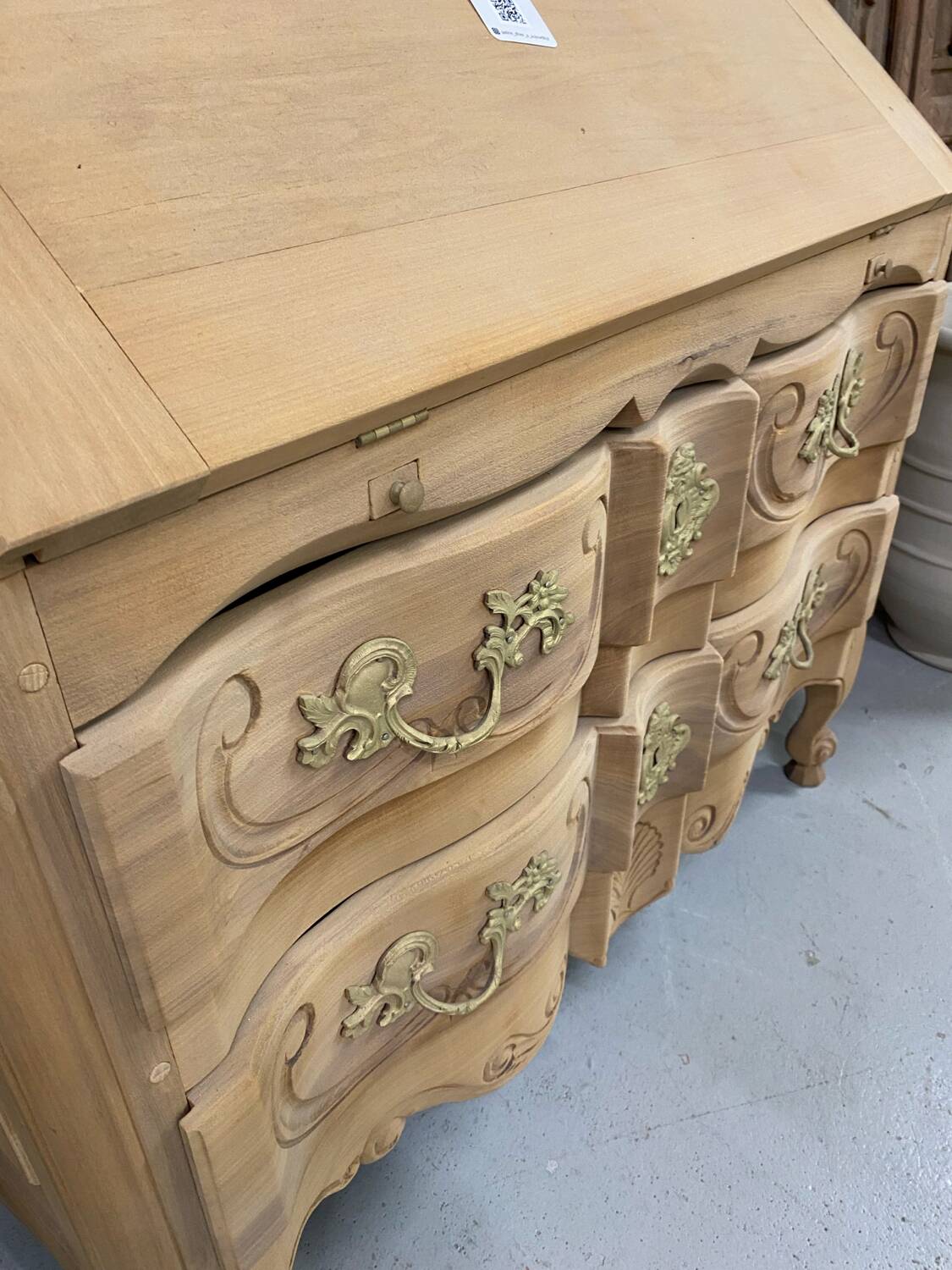 Louis XV secretary in raw wood