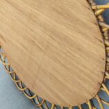 Vintage mirror in rattan flowers, sun