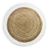 Tapis rond en jute blanc beige 120 cm